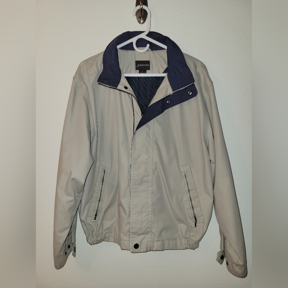 St. John's Bay Beige and Navy Lightweight Jacket